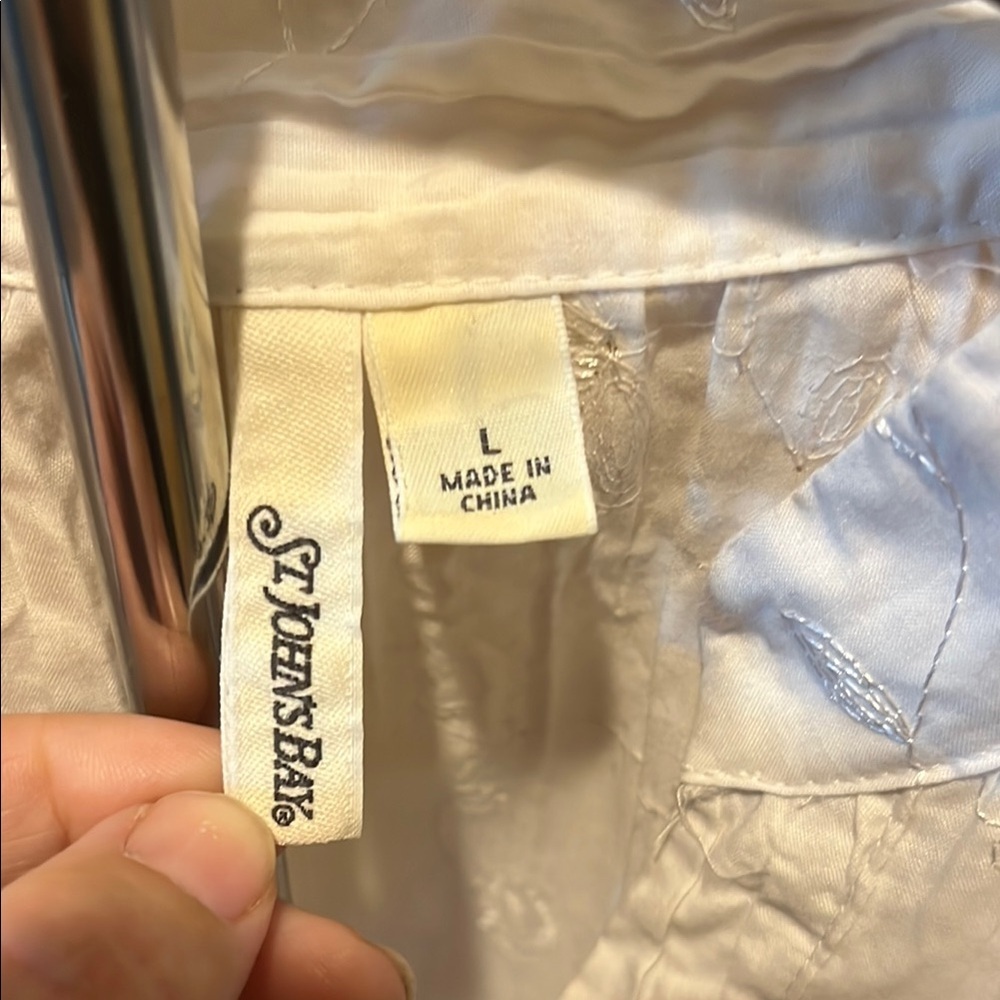 St. John's Bay White Button Down Shirt - Picture 2 of 8